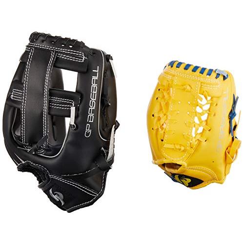 [GP] 野球 グローブ 親子セット ( 大人用 11.5インチ黒/子供用9インチ黄色) テニスボール・野球ボール付