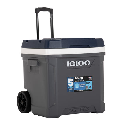 [イグルー] 大型クーラーボックス 59L (車輪付き) MAXCOLD LATITUDE 62 ROLLER マックスコールド ラティテュード 62 ローラー 00034962 / アッシュグレー