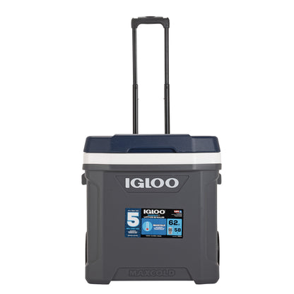 [イグルー] 大型クーラーボックス 59L (車輪付き) MAXCOLD LATITUDE 62 ROLLER マックスコールド ラティテュード 62 ローラー 00034962 / アッシュグレー
