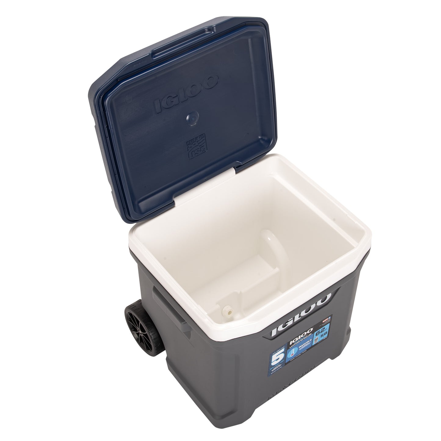 [イグルー] 大型クーラーボックス 59L (車輪付き) MAXCOLD LATITUDE 62 ROLLER マックスコールド ラティテュード 62 ローラー 00034962 / アッシュグレー