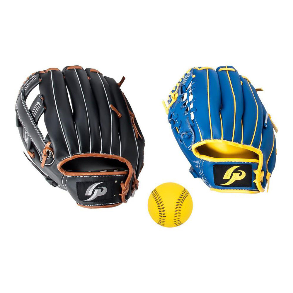 [GP] 野球 グローブ 親子セット (大人用 11.5インチ黒 / 子供用9インチ青)  やわらかボール付